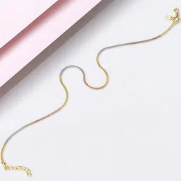 zavya 925 Sterling Silver Designer Triple Tone Rhodium, Gold & Rose Gold Plated Chain Anklet (SIngle) | With Certificate of Authenticity & 925 Hallmark | Gift for Women & Girls image 3