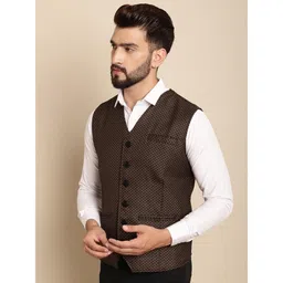 even Men's Beige Merino Textured Sleeveless Self-Design Waistcoat_WC-BDY055-BGB image 5