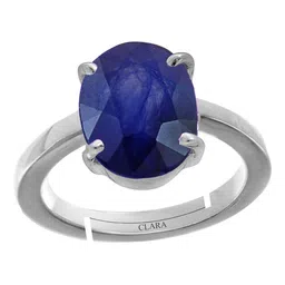 clara Blue Sapphire Neelam 3cts or 3.25ratti Stone Silver Adjustable Ring for Men image 1
