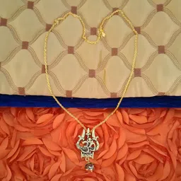 sullery Lord Shiv Trishul Damaru Mahakal Locket with Gold-Plated Brass Rope Chain Pendant Necklace for Men and Boys image 3