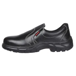 karam FS04 Black Slip-On Leather Safety Shoes for Men | Single Density with Fiber Toe | Antistatic, Antislip, Oil & Heat Resistant image 5