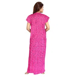 nandini Women's Cotton Nightwear Maternity Maxi Gown (Pack of 2 Pcs,) Pink,Black image 3