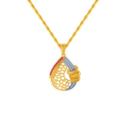 p.c. chandra jewellers 14k (585) Yellow Gold and American Diamond Pendant for Women image 1