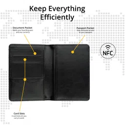 tag8 Vegan Leather Passport Holder, Eco-Friendly Leather Passport with NFC Technology for Men and Women, Dual Passport Wallet and Case for Cards and Documents, Black image 4