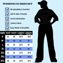 my swag Women Casual T-Shirt & Trouser Co-Ords Set Half Sleeve Loose Fit Summer Cord Set 2 Piece Black Outfit for women & Girls image 4