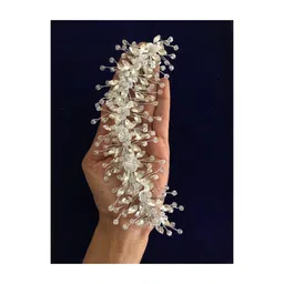 Samyak Wedding Hair Pins | Crystal & Pearl Beaded Hair Vine For Bridal Bridesmaid Tiara Hair Accessories (SILVER) image 3