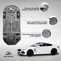 Wembley Pull Back M8 Die-Cast Model Car 1:32 Scale Metal Toy Vehicle With Openable Doors & Light Engine Sound - Realistic Collectible for Boys Kids 3+ Years & Above - White image 4