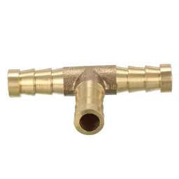 craftsfy Brass Connector 5/16 (8 mm) Hose Pipe Brass Hose Nipple Tee T 3 Way Barbed Hose Fitting Male And Air Pipe Pneumatic Connector Hose Tai Plug Connector Gas/Pond/Pool/Hose Pipe T Shape(1PC) image 1