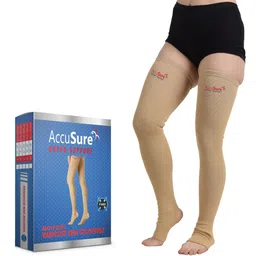 AccuSure Varicose Vein Stockings (Anatomical Shape,Easy to use, Non Slippagen, Durable)-Thigh Length for Varicose Veins Can Be Used By Men & Women (XL) image 1