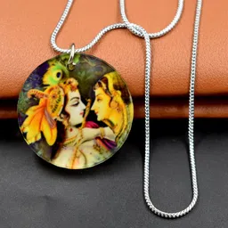 afh Radha Krishan Basuri Lella Crystal Religious Snake Chain Pendnet for Men and Women image 3