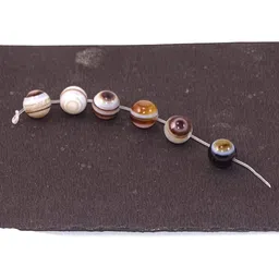 sahiba gems 21 Cts / 6 Pcs Natural Energized Sulemani Kala Hakik (Akik) Evil Eye Stone 8 mm Drilled Round Shape Gemstone for Bracelet & Pendant Size for Unisex (Pack of 6 Pcs) image 4