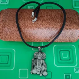 shiv jagdamba Lord Shree Panchmukhi Hanuman Cotton Dori Grey Zinc Metal Pendant Necklace For Men women image 5