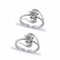 taraash 925 Sterling Silver Floral Toe Ring | Pure Chandi Bichiya | Kali Mettelu | Foot Ring For Women/Girls image 1