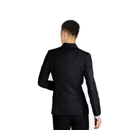 darbar in Classic Slim Fit Blazer, Single Breasted, Black with White Pocket Square, Formal and Casual Wear image 2