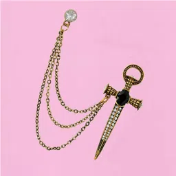 sullery cross skull Sword Brooch Gift for Suit Label Pin With Hanging Chain Bronze Alloy Bronze Brooch For Men And Women image 2
