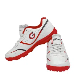 gowin Academy White/Red Cricket Shoes Size-4 with TR-777-W Cricket Leather Ball Alum Tanned White image 1