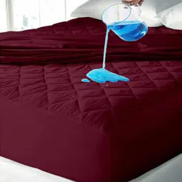 CRAZY WORLD Sapphire Quilted 180GSM Waterproof Fitted King Bed Size Ultra Soft & Hypoallergenic Mattress Protector with Fitted 72x78,Maroon image 1