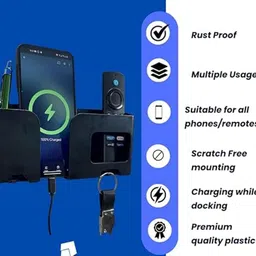 A4ARRIYAN Wall Mount Remote Control Holder and Phone Stand with Key Hooks, White, Multi-Purpose Storage Organiser image 4