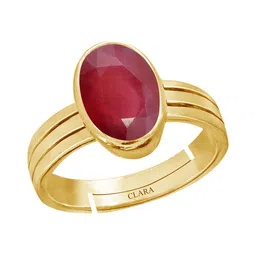 clara Certified 3.25 to 10.25 ratti or 3 carat to 9.5 carat Original Ruby Manik Gemstone Panchdhatu adjustable Ring for Men & Women image 1