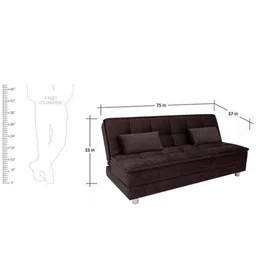 FURNY - Gaiety 3 Seater Supersoft Fabric Sofa Cum Bed (Brown) image 2