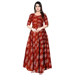 silver organisation Women's Printed Rayon Fit & Flare Anarkali Maxi Gown for Girl/Women/Ladies (Free Size Upto XXL) image 1