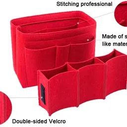 Advance Geotextiles Women Felt Purse Organizer Insert for Ladies Handbag, Tote, Hobo Bag Storage Purse Divider, Multiple Storage Compartment - Red(8.85x4.5x5.5) inch (Small) image 3
