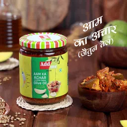 Add me Home Made Mango Pickle in Olive Oil 500gm Aam ka Achar Glass JAR image 2