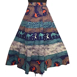 rangun Presenting Woman's Cotton Printed Touquoise Color Casual Skirt (A-line :: Free Size) Turquoise image 2