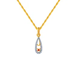 p.c. chandra jewellers 14k (585) Yellow Gold and American Diamond Pendant for Women image 1