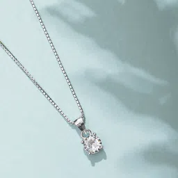 zavya 925 Sterling Silver Necklace | Rhodium Plated Sentimental Cubic Zirconia Women Necklace | With Certificate of Authenticity and 925 Hallmark image 2