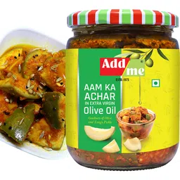 Add me Home Made Mango Pickle in Olive Oil 500gm Aam ka Achar Glass JAR image 1