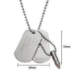 m men style Military Army Name Locket Dog Tag Chain With Plain Dog Tag Silver Zinc And Metal Pendant Necklace Chain For Men And WomenSPn2022393 image 2