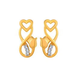 p.c. chandra jewellers 14k (585) Yellow Gold and American Diamond Stud Earrings for Women image 1