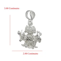 sahiba gems Pure Silver/Chandi Lord Panchmukhi Hanuman ji Pendant (Hanuman Ji 3 D Locket) image 5