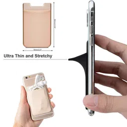 Stealodeal Silicone Multipurpose Adhesive Phone Jacket Card and Earphone Mobile Holder Pouch Case For All Mobiles Models (Black, Gold) image 2