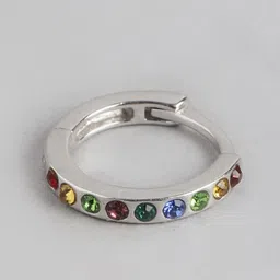 zavya 925 Sterling Silver Multicolour Cubic Zircon Nath Rhodium Plated Nose Pin|Gift for Women & Girls|With Authenticity Certificate & 925 Stamp|Mother's Day image 4