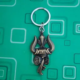 m men style Lord Shiv Shankar Trishul Damru Om Bronze Metal Keychain & Keyring for Bikes Cars Bags Home Cycle Men Women Boys and Girls Skey2022234 image 4