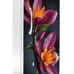 generic RK Digital Mart Flower Fridge Stickers | Single Door Fridge Stickers | Refrigerators Stickers with Self-Adhesive Stickers Easy to Apply (Size 120 x 61cm) image 1