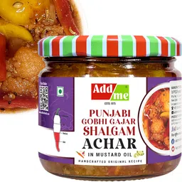 Add Me Gobhi gajar Shalgam Pickle 350g, Homemade Fresh Sweet & Sour Mixed Pickle of Cauliflower, Carrot & Turnip | indian pickles in mustard oil Vintage recipe image 1