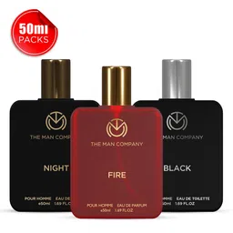 The Man Company Night, Fire and Black Perfume for Men - 50ml, Set of 3 Fragrances | Premium Luxury Long-Lasting Fragrance Spray | Gift for Him image 2