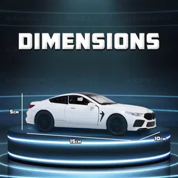 Wembley Pull Back M8 Die-Cast Model Car 1:32 Scale Metal Toy Vehicle With Openable Doors & Light Engine Sound - Realistic Collectible for Boys Kids 3+ Years & Above - White image 2