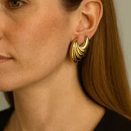 The Jewellery Tale Stainless Steel Gold-Plated Contemporary Shaped Studs-picture-14