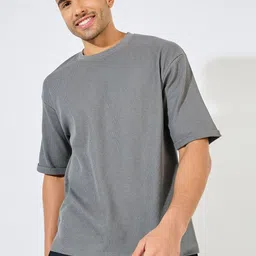 Styli Men Solid Round Neck Cotton Oversized T-Shirt-picture-14