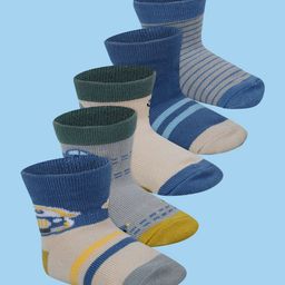 Baby Moo Pack Of 5 Car Printed Socks - Blue & Grey-picture-13