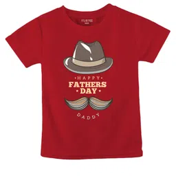 FFlirtygo Cotton Fathers Day Theme Half Sleeves Happy Fathers Day Daddy Text Printed Tee - Red-picture-14