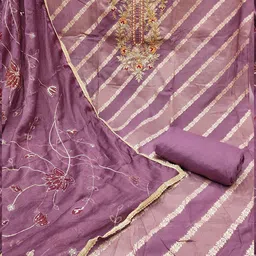 MANVAA Floral Embroidered Sequinned Unstitched Dress Material image 3