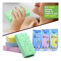 Ortis Ultra Soft Exfoliating Sponge Soft Bath Scrubber For Kids Body Scrub Pack of 3 - Multicolor image 2