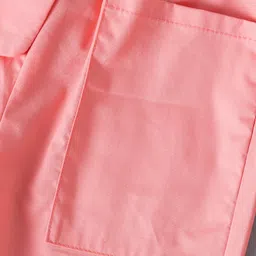 Mark & Mia Full Length Solid Cotton Trouser With Paper Bag Waist & Bow Applique - Pink image 4