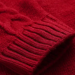 Pine Kids Knit Full Drop Shoulder Sleeves Turtle Neck Pullover Sweater with Cable Knit Design - Red image 5