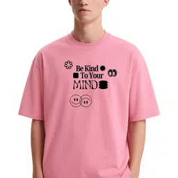 Fashnobic Men Dri-FIT Trendy Be Kind To Your Mind Printed Cotton Oversized T-shirt-image-45